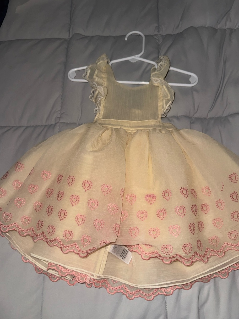 Noralee Girls Cream Pink Heart Embroidered Party Dress Toddler (2T) NWT